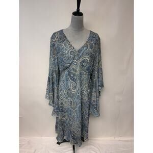 Fairy Bohemian Midi Dress Paisley Romantic Bell Sleeves SZ 1X